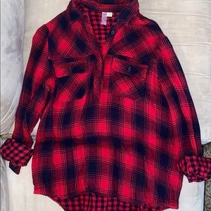 Plaid quarter button up blouse
